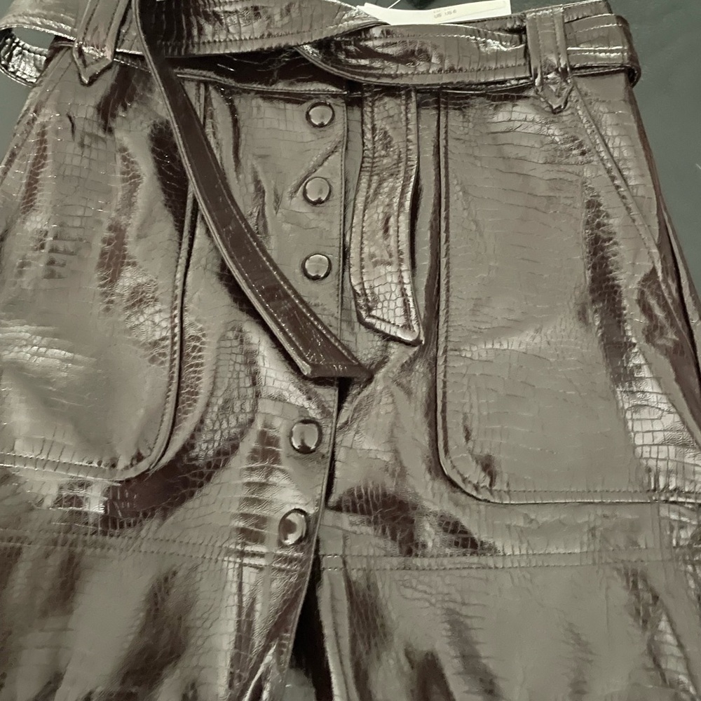 NWT Topshop faux leather belted mini skirt - Picture 4 of 8